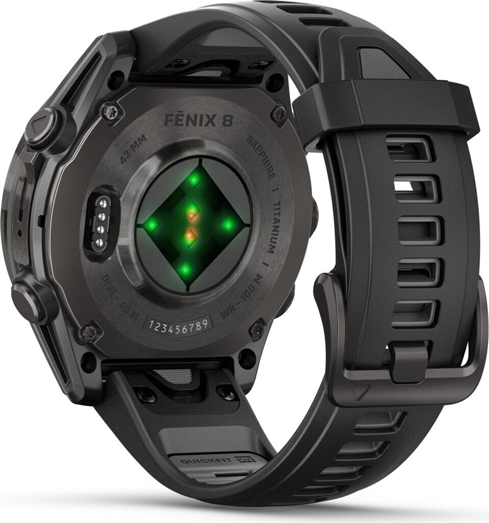 Garmin fenix 8 43mm AMOLED Sapphire Schwarz/Titan Carbongrau Silikon-Armband – Bild 2