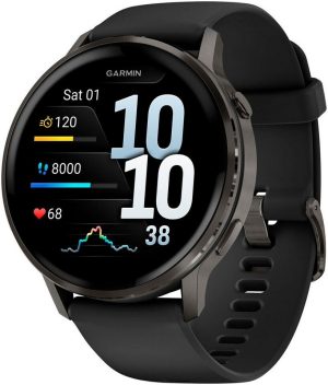 Garmin Venu 4 45mm Schwarz/Schiefergrau Silikon-Armband