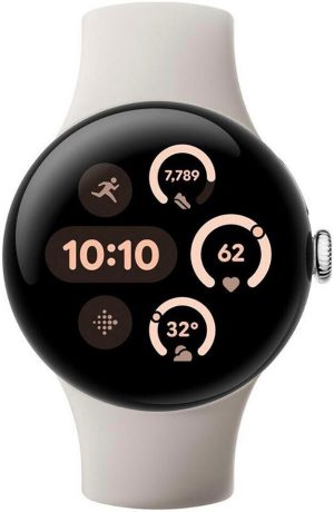 Google Pixel Watch 3 41mm 4G Polished Silver Sportarmband Porcelain