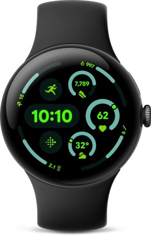 Google Pixel Watch 3 45mm 4G Matte Black Sportarmband Obsidian